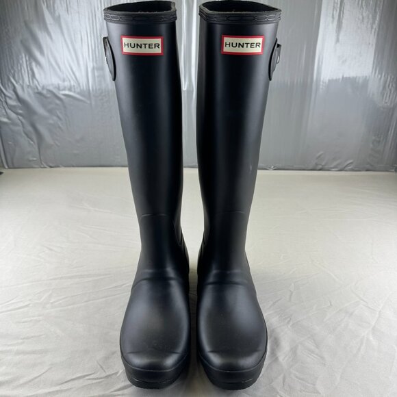 Hunter Original Women's Tall Rain Boots Black Classic Logo Preppy Farm Matte 9 - Picture 2 of 10